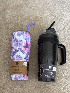 Hydraflow Capri Tumbler - Purple Floral & Black Glitter Set brand new